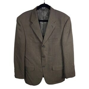 Jeffrey Banks 100% Wool Couture Blazer Sport Coat Classic Brown Men's 40R‎